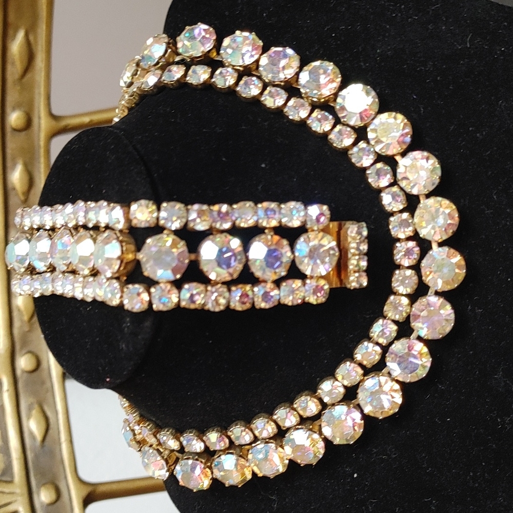 Vintage rhinestone choker and bracelet set